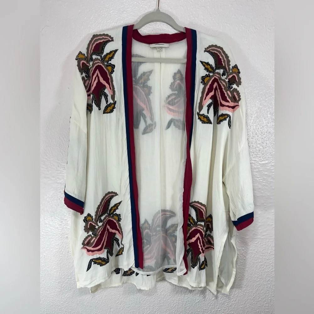 Anthropologie Elevenses Paradiso Floral Embroidered Kimono Cardigan Women’s O/S